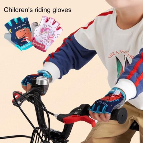Child Riding Gloves Cartoons Half Finger Gloves Printed High Elastic Non-slip Bike Gloves Riding Equipment Gloves