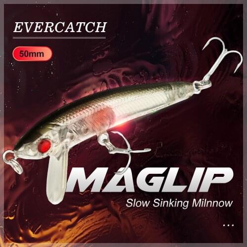 Evercatch Maglip 50mm/3.5g mini sinking minnow rattlin wobblers artificial buzz jerkbait for trout bass perch pike fishing lure