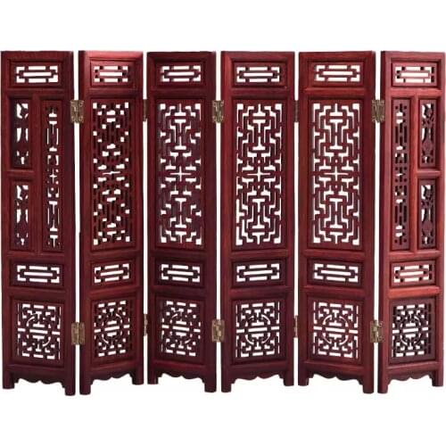 14.89 inch China Collect Exquisite Hand-carved Chinese Boxwood & Sculpture Small Folding Screens Handicraft Home Decoration#2