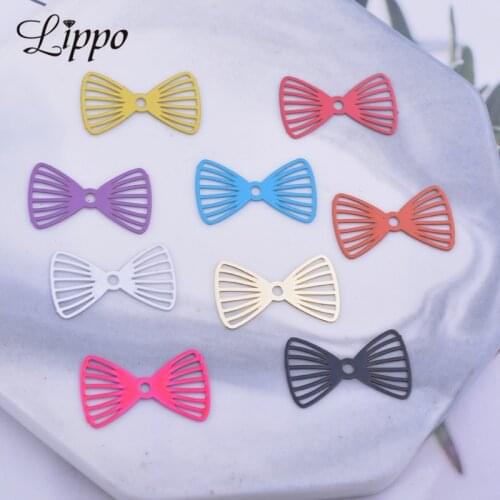 50pcs AC11655 12*20mm Brass bowknot spacer Charms DIY Tassels Earring Pendant Hanging Jewelry Decoration