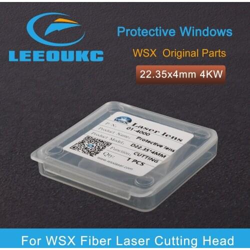 LEEOUKC 10Pcs/Lot WSX Original Fiber Laser Protective Lens Windows D22.35*4 4KW For WSX Fiber Laser Cutting Head NC30 SW20 KC20