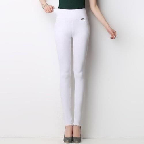 High Waist White Leggings for Women Outer Wear Spring Elastic Slim Skinny Pencil Trousers Large Size 5xl 6xl Female Long Pants