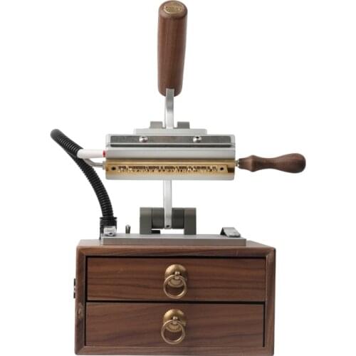 Mini retro walnut handheld DIY logo hot stamping machine for leather logo brand machine heat press stamping Bronzing Machine
