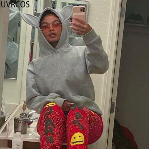 UVRCOS Mode Femme Fall Clothes For Women Solid Cute Hoodied 2000s Aesthetic Pockets Long Sleeve Top Hot Cyber Y2K Women Clothing