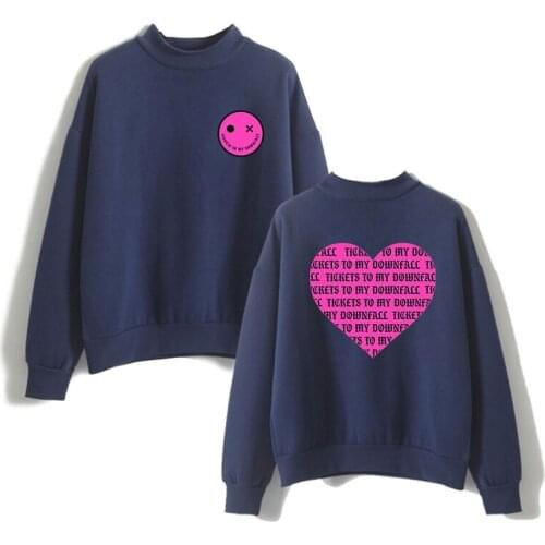 5 Colors Fashion Harajuku Face Smiley Love High Collar Long Sleeve Hoodies Tops Men Women Capless Sweatshirts Pullover Plus Size