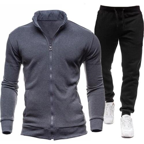 2 Pieces Set Men Tracksuit Men Spring Autumn Jacket Casual Zipper Jackets Sportswear + Pants Sweater Sport Suit Men Sets