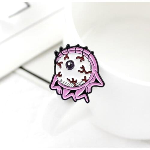 New creative big eyes pink brooch "Eye on you" long eyelashes monster medical knowledge brooch children backpack badge cartoon
