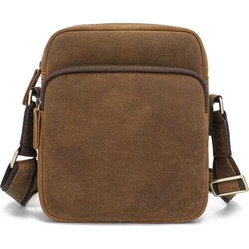 Luufan 2021 New Retro Genuine Leather Male Handbag Shoulder Bag Casual Zipper Crossbody Shoulder Bag Messenger Bag For Men