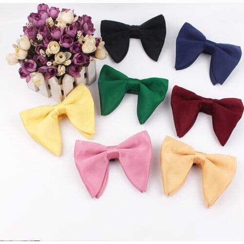 Sharp Corner Big Bow Tie For Wedding Party Groomsmen Neck Wear Butterfly Black Bowtie Cravat Male Bow ties Mens Solid Bow Knot