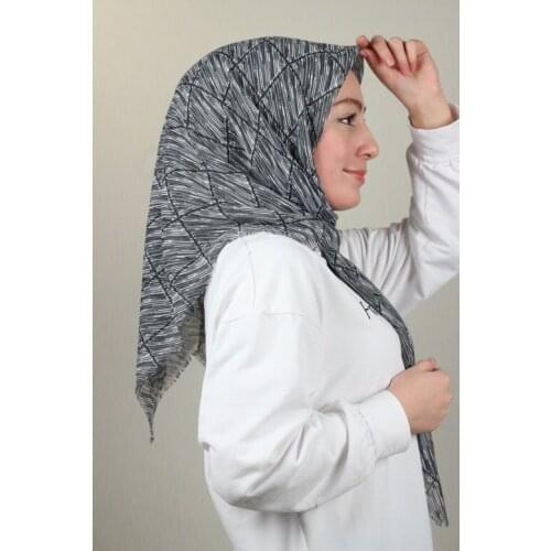 POLOİST LINEN FLAMLI SCARF BLACK WHİTE SERIES-PATTERN-12-RENK-02