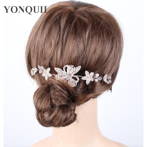 Romantic Elegant Bridal Hair Jewelry Wedding Hair Accessories Crystal Flower Tiara Hairdwear Headband Headdress 2Pcs/Lot SYBC30