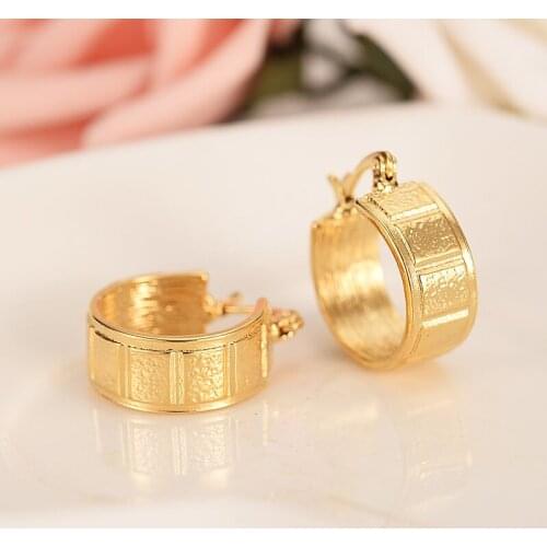 18 K earrings Solid G/F Fine Gold Ethiopian Eritrea/Nigeria/Kenya /Ghana African girls hoop earring jewelry