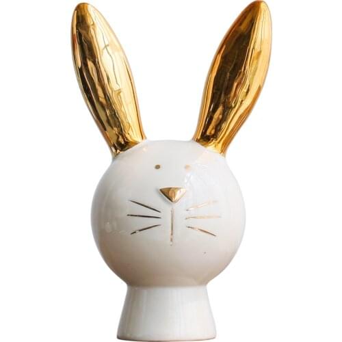 NORDIC STYLE LUXURIOUS ANIMAL STATUE RABBIT PIGGY BANK ARTS SCULPTURE CERAMIC CRAFTS CREATIVE HOME DECORATION ACCESSORIES R3052