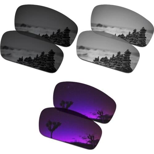 SmartVLT 3 Pairs Polarized Sunglasses Replacement Lenses for Oakley Monster Pup Stealth Black & Silver Titanium & Plasma Purple