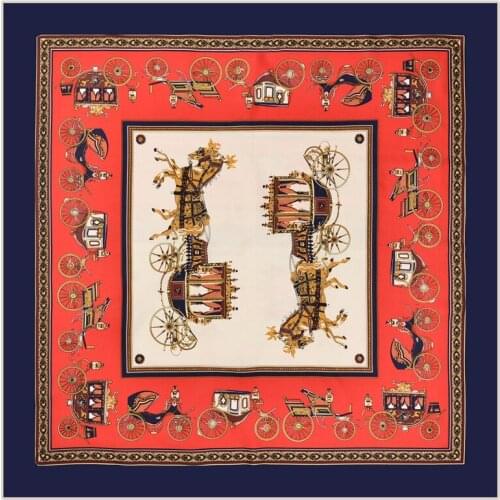 100*100cm TOP Silk superior Horse carriage Scarves Women Foulard Square Hijab Scarf Ladies Shawl wrap muffler pareo female hijab