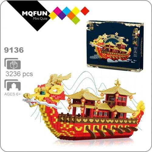 WL Creator china dragon ship micro diamond block royal boat building bricks model festival toys collection for kids gift