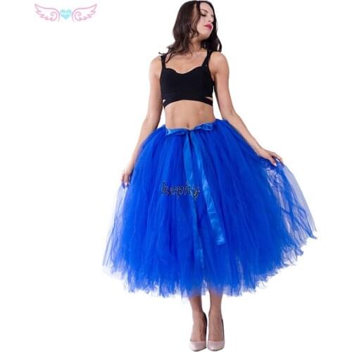 Kephy royal blue tulle handmade 80cm long Fashion Women Tutu Tulle Skirt Wedding Bridesmaid Skirts Beautiful skirt