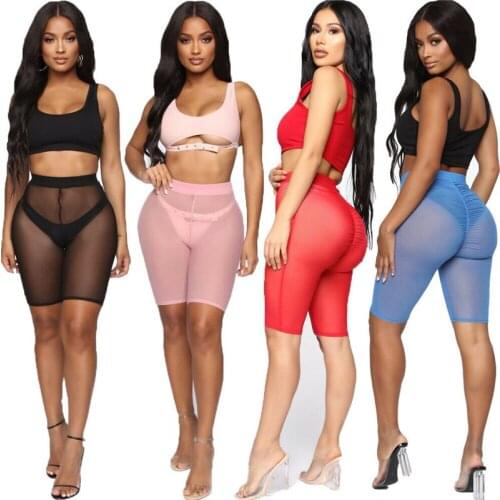 Women New High Waist Pure Color Bikini Cover Ups 4 Colors Mesh Short Beach Pants Bathing Suit Trousers 2020 Swimwear Cover Ups