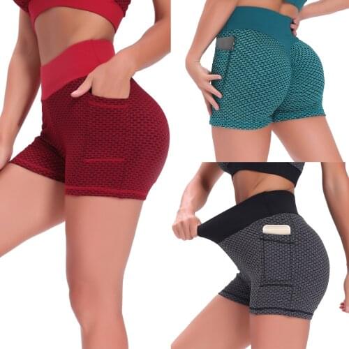Women Scrunch Booty Yoga Shorts High Waist Tummy Control Ruched Butt Lift Push Up Fitness Gym Workout Activewear With Pocket