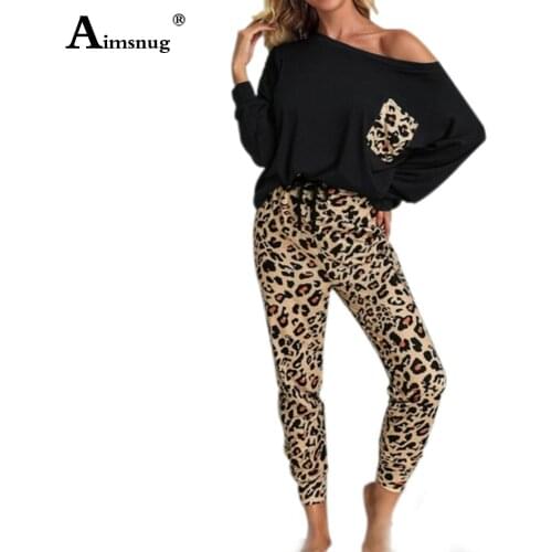 2021 New Spring Autumn Women Tracksuit Set Leopard Pants And Long Sleeve T-shirt Female Home Clothing Loose Two Piece Outfits