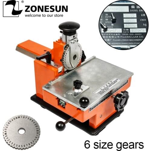 ZONESUN Metal Sheet Embosser Manual Steel Embossing Machine Aluminum Alloy Name Plate Stamping Label Engrave Tool