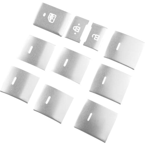 10Pcs/Set Silver Aluminum Alloy Car Window Lift Switch Button Cover Trim Fit For Toyota CHR C-HR 2021 2020 2019 2018