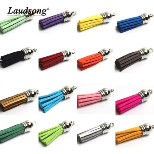 10PCS Multicolor Vintage Leather Tassel Purl Fringe Pendant Silver Bead Cap For Jewelry Making DIY Handmade Decoration Supplies