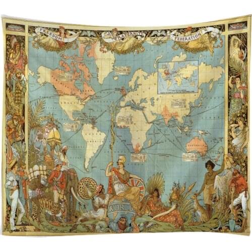 Map of The Creative World 3D Painting Tapestry Wall Hanging Bed Spread Beach Towel Table Cloth Yoga Mat 250*180CM Large Size