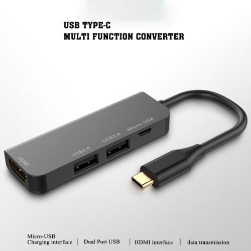 4-in-1 Type-C Hub Adapter 4K HDMI-compatible USB 3.0/2.0/Micro USB Multiport Converter Multi-function Hub Development Dock