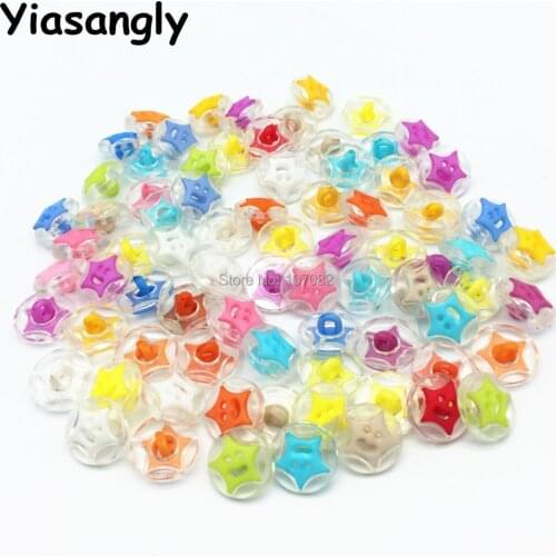 500pcs Round Star Starfish Smile Pattern Clear Shank Buttons Fit Sewing Baby Crafts Button 15mm