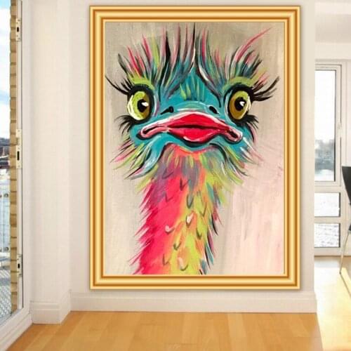 5D Diamond Painting Color Animal Ostrich Cross stitch Kit Full Diamond Embroidery Mosaic Art Picture of Rhinestones Decor Gift