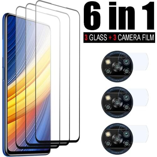 6 in 1 Tempered Glass For Poco X3 NFC X3 Pro X3 GT X2 Screen Protector Full Cover Glass Camera Lens Film For Poco X3 Pro Glass