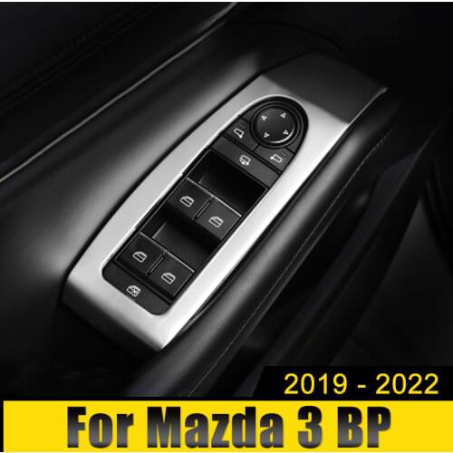 For Mazda 3 Axela 2019 2020 Stainless Steel Window Lift Switch Button Cover Trims Door Armrest Panel Frame Interior Accessories
