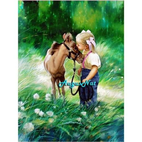 Kids diamond painting full square animal wall art scenery diamond dotz horse diamont drawing sticker mosaic picture children toy
