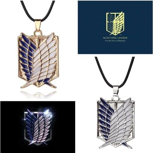 Anime Attack on Titan Cosplay Accessories 4 Styles Scout Regiment Symbol Wings Of Liberty Necklace Leather Chain Metal Pendant