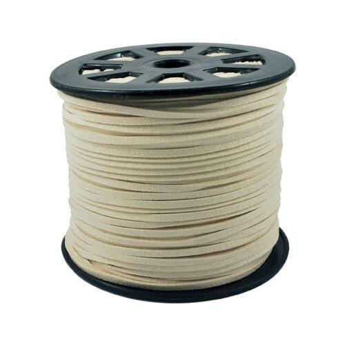 Free Shipping 100Yds Beige Flat faux suede cord, 3mm, Beige faux suede cord for bracelets 3mm