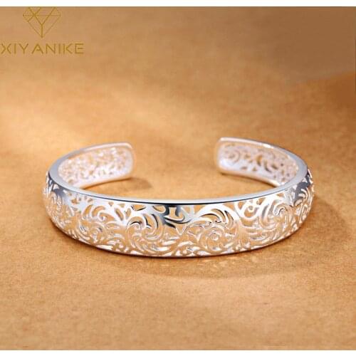 XIYANIKE 925 Sterling Silver National Style Bangles & Bracelet Creative Hollow Geometric Wedding Jewelry for Women Party Gifts