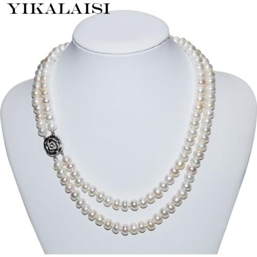 YIKALAISI 2017 100% Natural Freshwater Pearl choker Necklace Pearl Necklace 925 sterling Silver jewelry For Women wedding gift