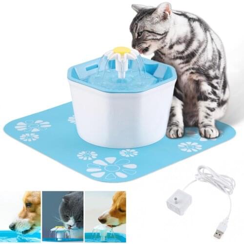 Three Modes Electric Pet Cat Dog Water Fountain Dispenser with Silent Submersible Pump / Silicone Pad / Activated Carbon Filter
