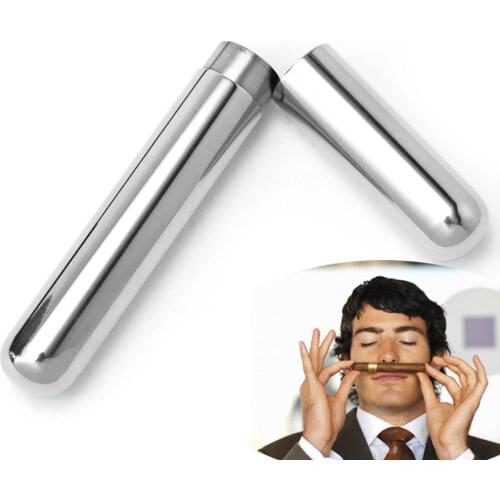 Top Grade Cigar Accessories Stainless Steel Cigar Tube Storage Case Cigarettes Holder Smoking Accessories Cigar portable gadget