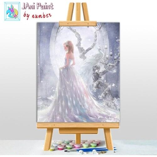 The Queen in White Dress Picture DIY Painting By Numbers Colouring Zero Basis HandPainted Oil Painting Unique Gift Home Decor