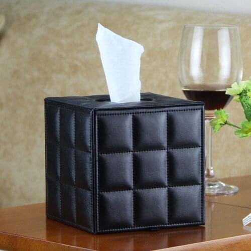 1pc PU Tissue Paper Organizer Box Napkin Holder Storage Box European napkin tissue box Porta rotolo in pelle H99F