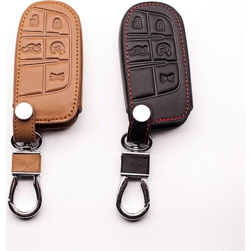 For Jeep Traitor 2014 2015 Grand Cherokee Chrysler 300C for Fiat 5 buttons leather carremote key caseKeyboard cover Car wallet