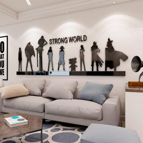 Creative 3D Wall Stickers Acrylic Waterproof One Piece Luffy Kakashi Cartoon Home Boy Kids Bedroom Anime Wall Decor 3D Sticker