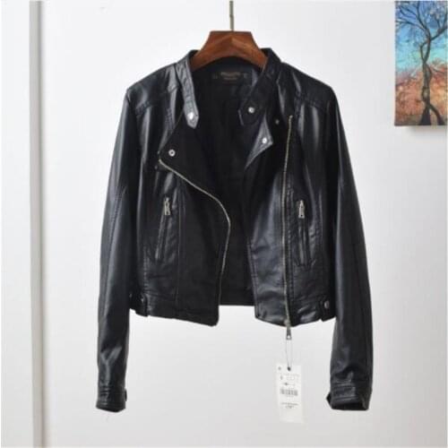 New Spring Autumn Women Short Faux PU Jacket Slim Fashion Punk Outwear Motorcycle Leather Jacket Casual Coat