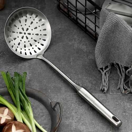 304 Stainless Steel Slotted Spoon Hot Pot Long handle Colander Skimmer for Kitchen Frying Skimming Noodle spoon