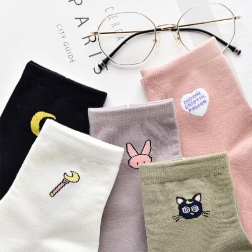 1 Pair Women Solid Patterned Socks Casual Cute Animal Socks for Female Sweat Absorption Breathable Socks