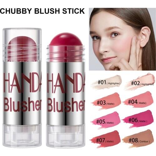 New Arrive 8 Colors Face Matte Blush Cream Stick Makeup Red Rouge Cheek Mineral Long-lasting Blusher Cosmetic