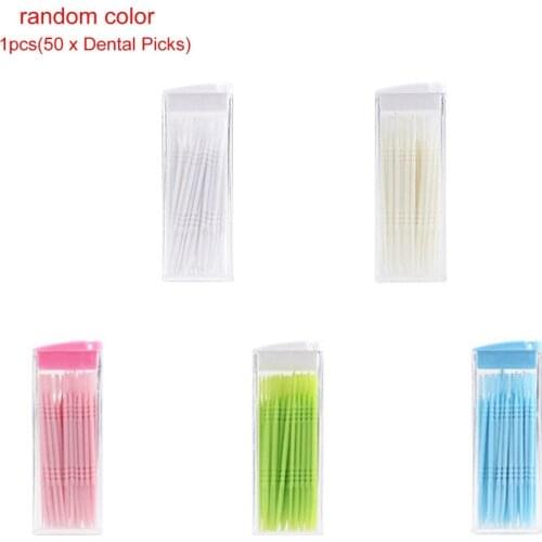 Portable Double Head Brush Tooth Picks Plastic Interdental Toothpick Brush 50 PCS Hotel Denta.l Picks Oral Care