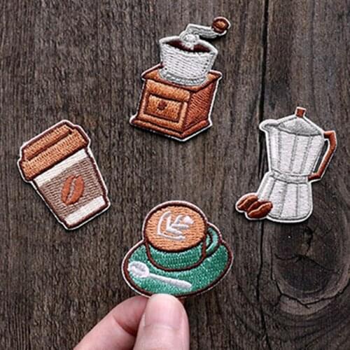 4pcs Embroidery Cafe Gadget Food Badge Set for Uniform Barista Waiter Waitress Accessory Coffee Roaster Coffee Maker Bistro A5